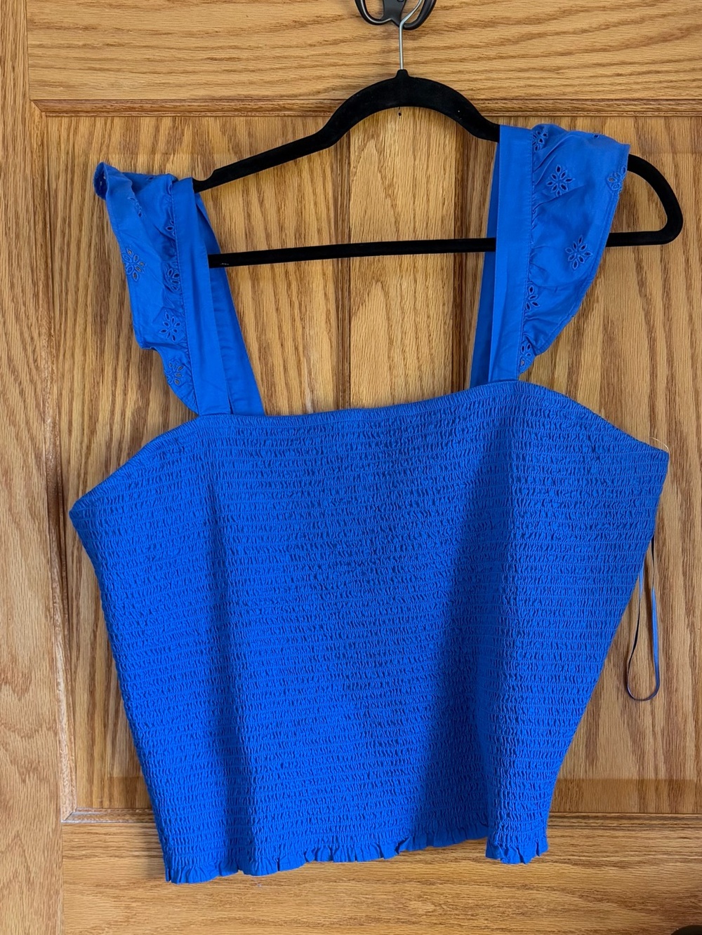 Old Navy Royal Blue Smocked Tank with Eyelet Ruffle Straps
